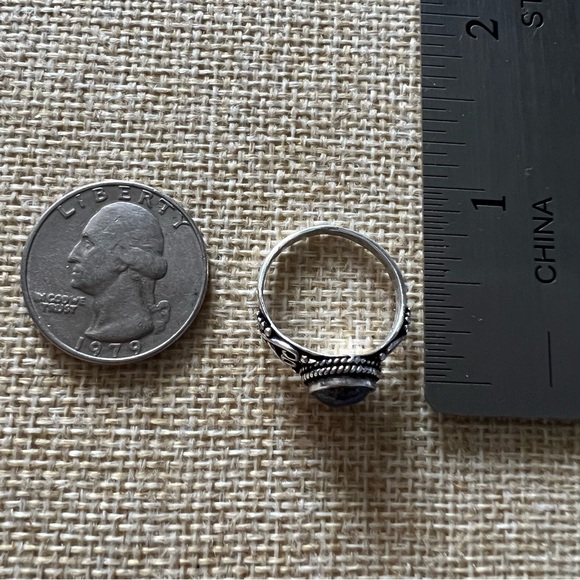 New Lapis Lazuli Stone Boho Silver Overlay Ring Size 6.75 - Picture 5 of 6